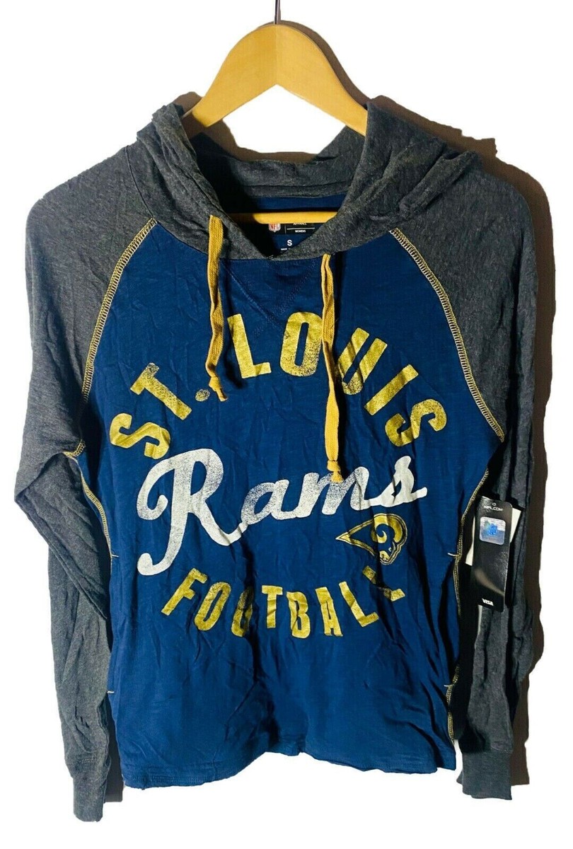 G-III Women's St. Louis Rams Raglan Hooded Sweatshirt, Navy Gray