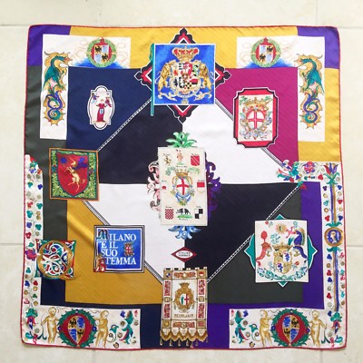 GIANNI VERSACE silk scarf MILANO E IL SUO STEMMA print size 34'' from 1992