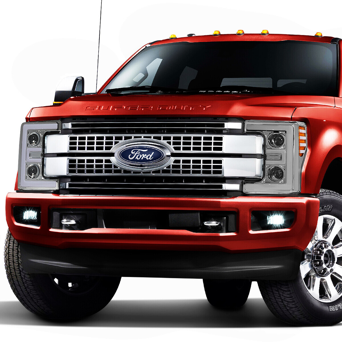 For 2017-2019 Ford F250 F350 Super Duty LED DRL Projector Headlight Lamps Chrome