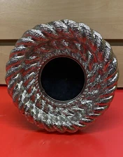 Michael Aram Round Photo Frame 5x5 in Nickelplate Free Standing Broken Glass @