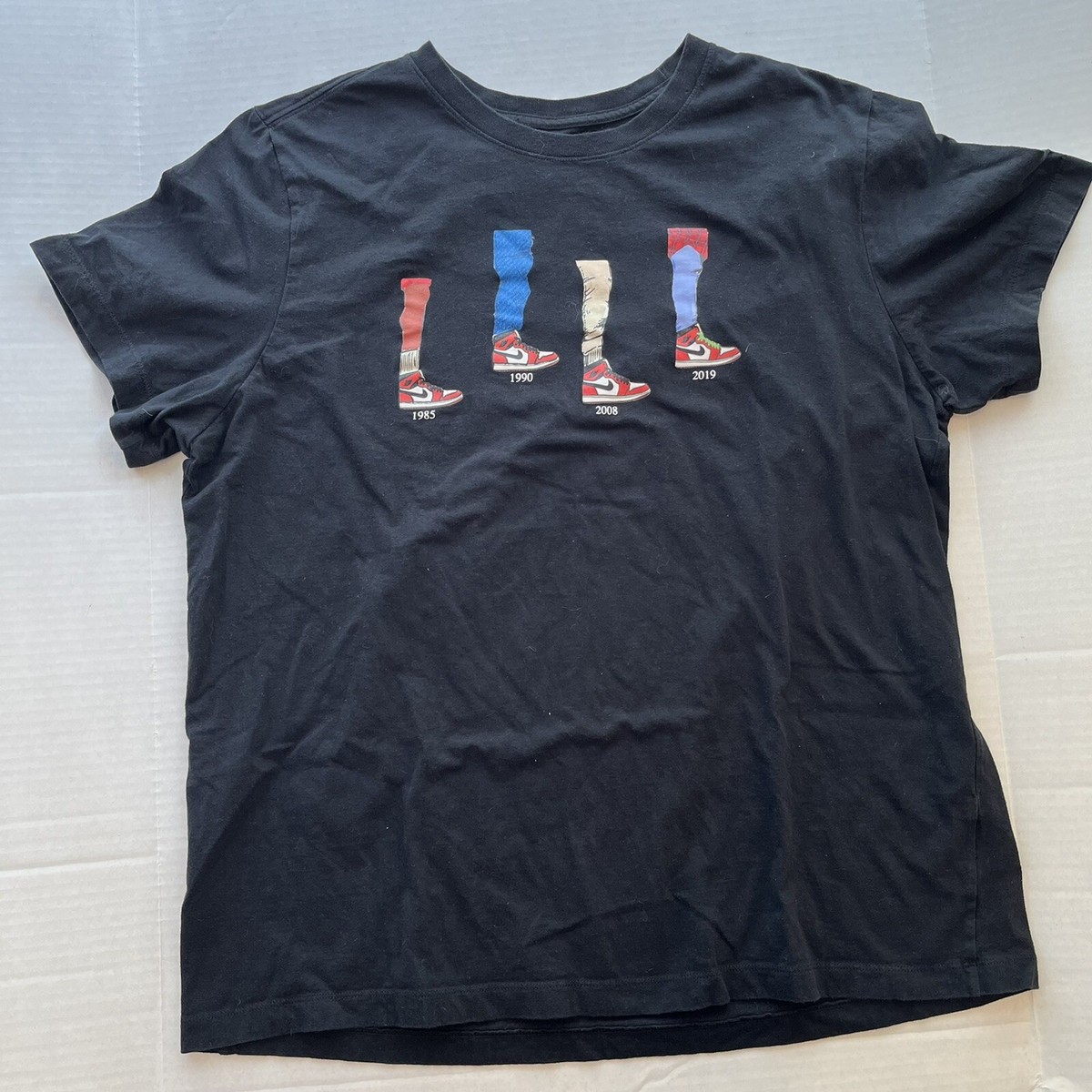 Jordan Retro Chicago Shoe XL T-shirt Cotton Black 2-Sided Air | eBay