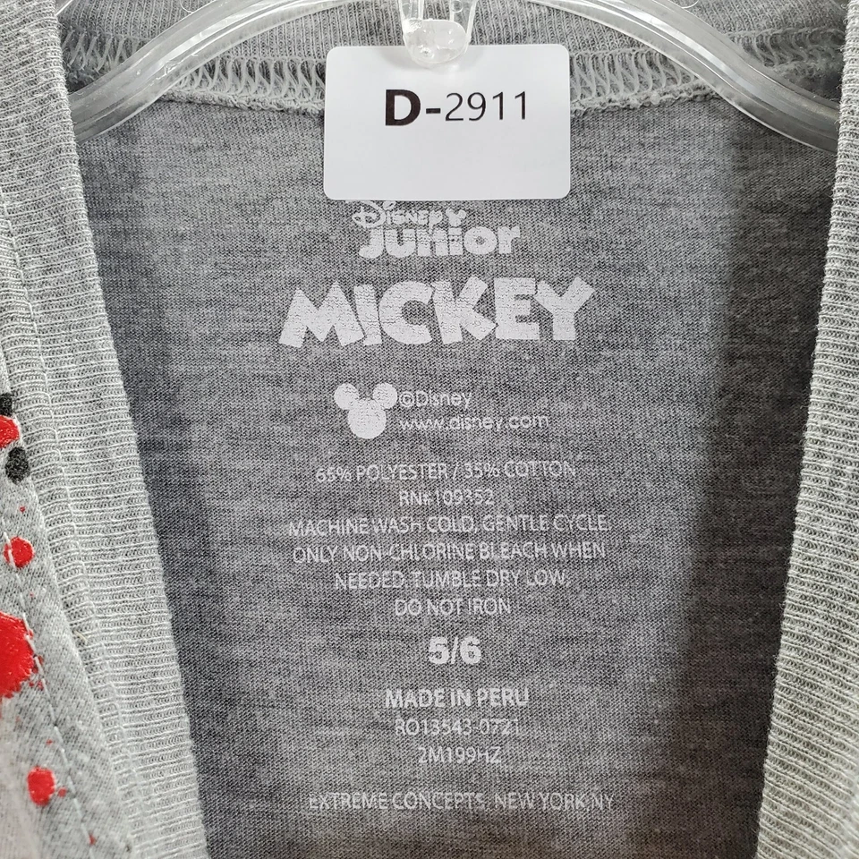 Camiseta Disney Niños Pequeña Negra Blanca Mickey Mouse 28 Gráfico Manga Corta Foto 3 de 4