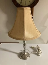 Handcrafted Connecticut House Pewter working candle stick table lamp w/shade