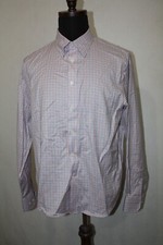 Egara Modern Fit Stretch Sz L Shirt Blue Orange Check Long Sleeve Non Iron