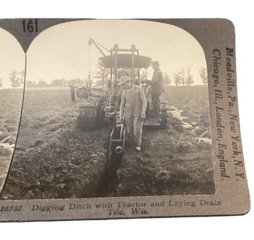 WI Reclaiming Swamp Land Ditch Tractor Laying Drain 1920s Keystone 16732 SA5 - Picture 2 of 7