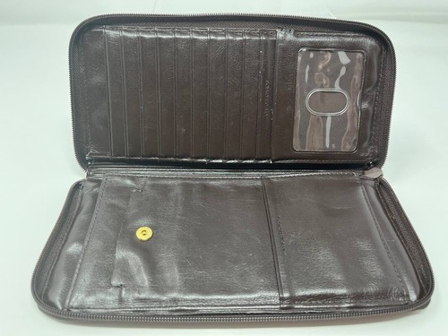 DOPP Dark Brown Genuine Leather Around Wallet/ Organizer 9” - Picture 9 of 13