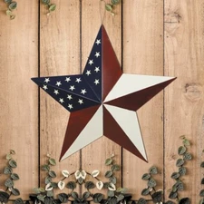 Patriotic Metal Barn Star Outdoor Indoor Hanging Wall Decor Star Ornaments 12"