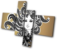 Fashion Girl Hair MULTI CANVAS WALL ART Picture Print VA