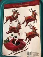 Santa and reindeer window clings. Amscan Inc.   Unused