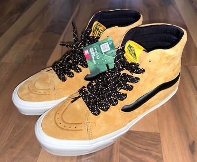 New Mens Vans Sk8 Hi HEIQ Water Resistant Suede Leather Shoes Gold Sz 8.5
