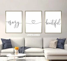 Crazy Beautiful, Set of 3 Prints, Minimalist Art, Home Wall Decor