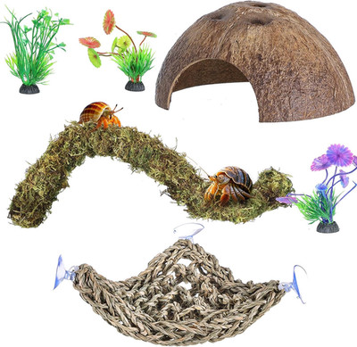 HERCCOCCI Hermit Crab Accessories, 6Pcs Hermit Crab Toys Coconut Shell Hut Climb