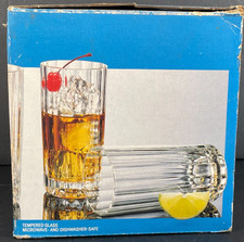 PASABAHCE Set Of 4 Clear Multi Sided 16 Panel...