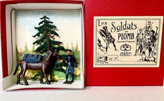 MIGNOT LEAD TOY SOLDIER FRENCH MULE WITH AMMO BOXED SET