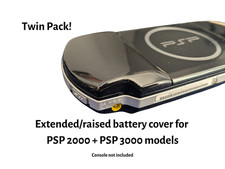 2x PSP 2000/3000 Extended Battery Covers ? Black Case for 2200mAh Fat Battery