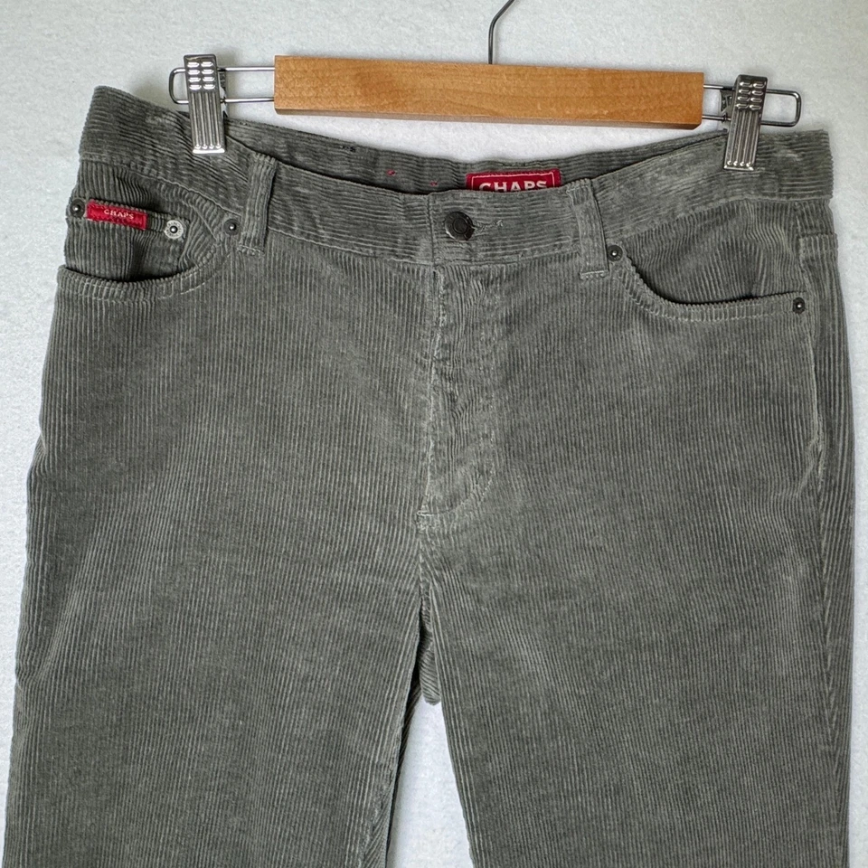 Pantalones de pana verde para mujer talla 4 pierna recta otoño invierno clásicos informales Foto 2 de 4