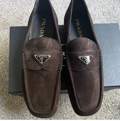 prada mens Ebano loafers Brown Suede