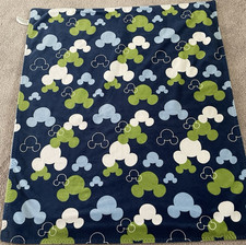 Disney Crib Fleece Polyester Blanket Mickey Mouse Heads Blue Green White