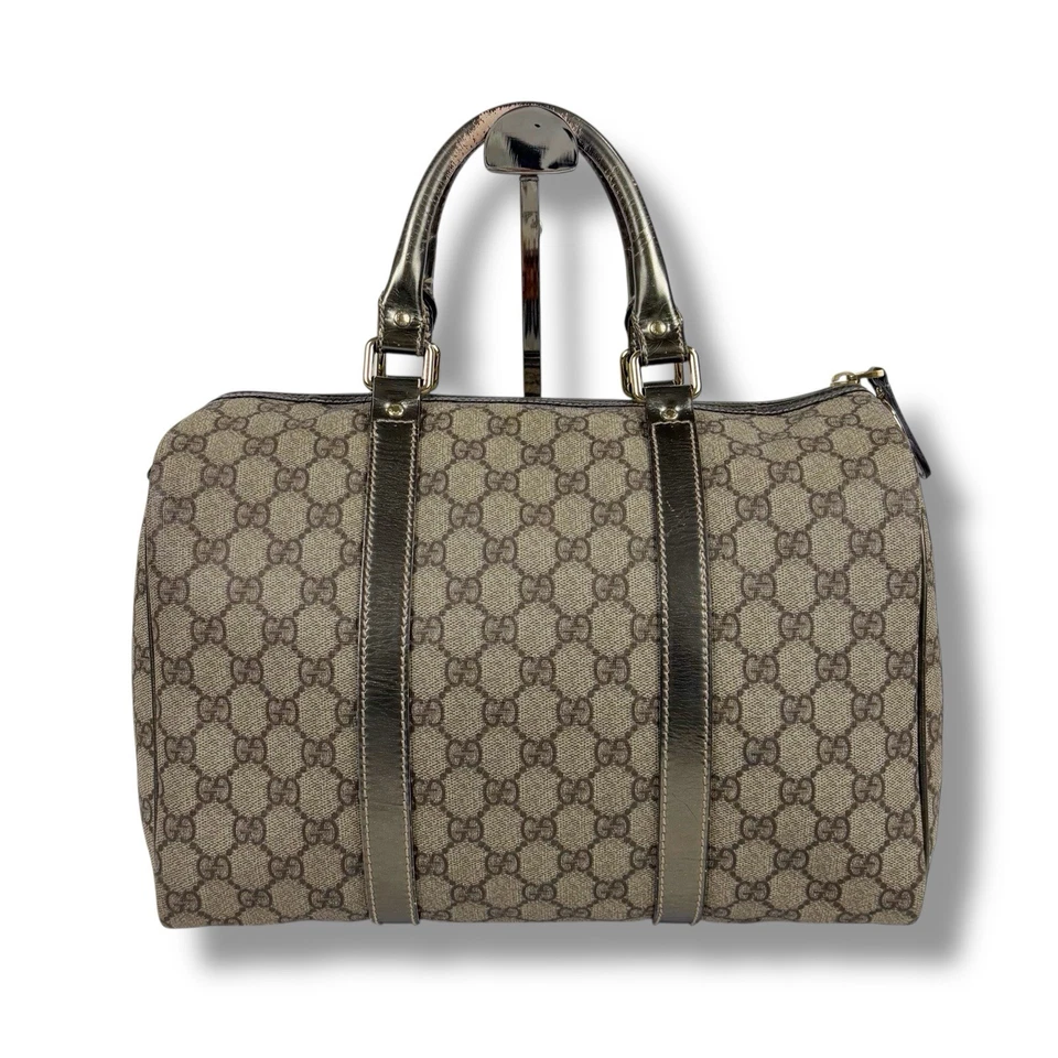 Auténtico bolso Gucci 193603 Boston con asa superior GG PVC cuero marrón metálico Foto 2 de 4