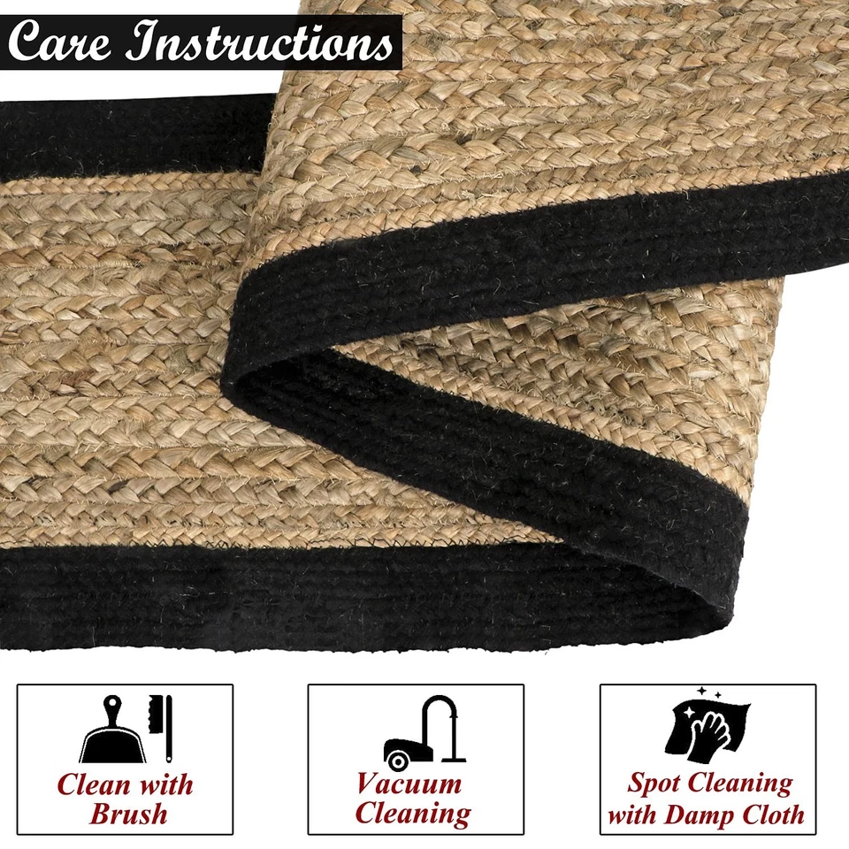 Teppich Natur Wende 100% Natur Bauernhaus Jute Handgeflochten Vorleger - Bild 2 von 2