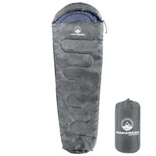 New Wakeman Outdoors Cold Weather Mummy Sleeping Bag Rated to 25°F, Gray