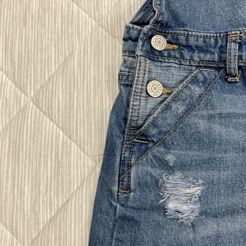 Gap Kids Jean Overalls Shorts Shortalls Girls Medium Blue Distressed Summer - Picture 9 of 19