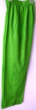 Women pants green sze 10 zipper flat front Linen/Rayon cut label hardly worn Vtg