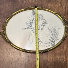 Original 1906 Mother Child By Gibson Print Framed In Ornate Gold Oval frame