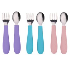 Utensils, 3 Forks  3 Spoons, 18/8 Stainless Steel  Food Silicone, Thick Eas...
