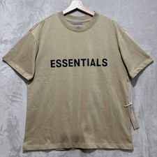 Fear of God Essentials Men's S Tan Logo Boxy Fit Short Sleeve Crew Neck Logo NWT