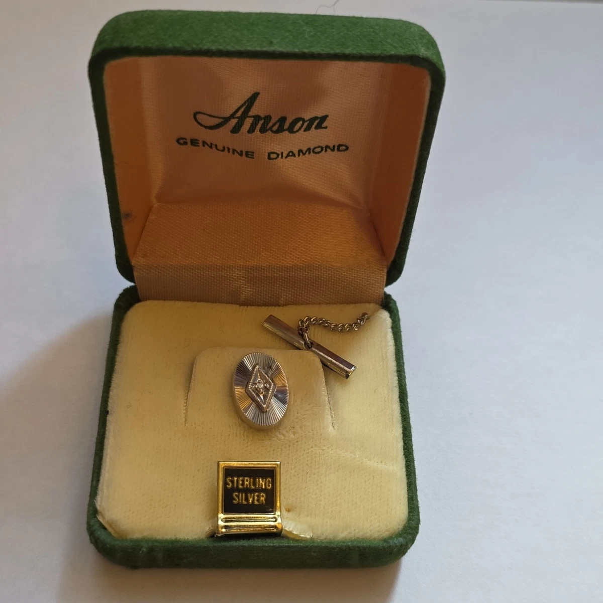 ansen men's fish tie pin in box Anson Diamond Tie Clasps & Tacks for Men for sale