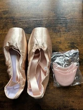 Ballet Dance Shoes Adult Size 11 Pointe Shoes with Ribbons & Pink Silicone Cover
