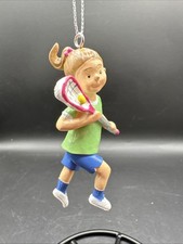 Lacrosse Player Christmas Ornament Green and Blue Girl