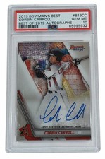 Corbin Carroll RC Auto 2019 Bowman’s Best B19CC PSA 10 MLB Diamondbacks