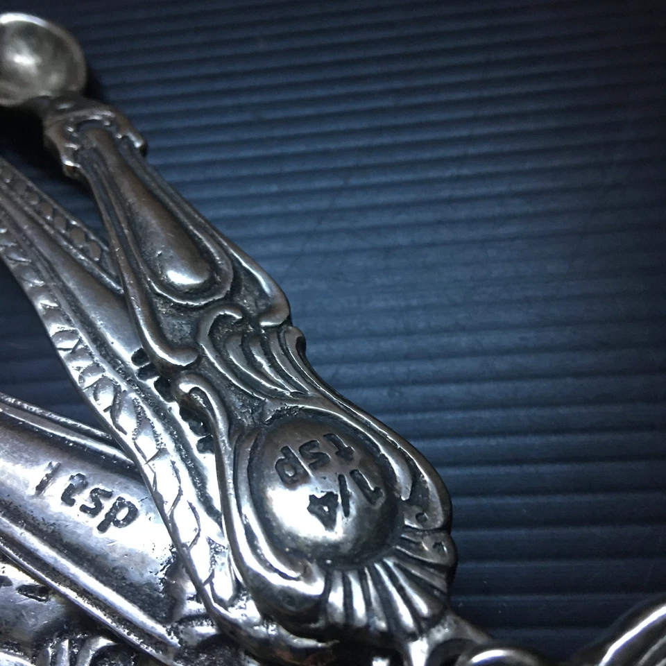 Anthropologie Vintage Silver Plated Measuring Spoons Set of 5 on Safety Pin - Image 4 of 4