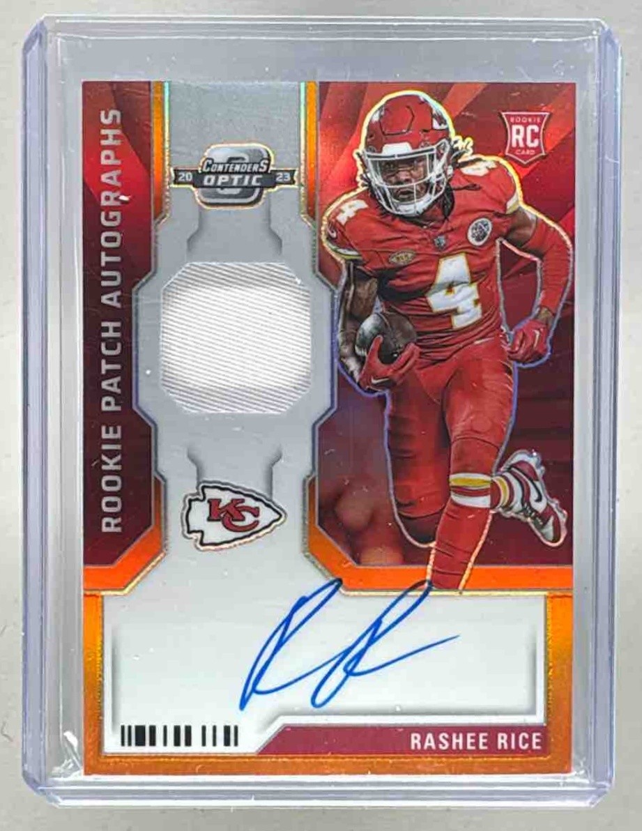 Rashee Rice 2023 Panini Contenders Optic #RPA-RR Orange Rookie Patch Auto RC /25