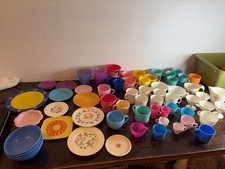 Large Pretend Play Kitchen Dishes Lot Plates Mixed Brands Accessories