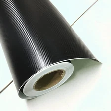 3D Carbon Fiber Film Twill Weave Vinyl Sheet Roll Wrap (84" X 60", Black)