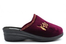 Womens Wedge Mule Slippers Ladies Mule Slippers Medium Wedge Heel Slippers Wine