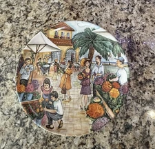 Effete D'Arte Ceramic MARKET SCENES Dinner Plate by Brunelli, Italy, 11”~ NWT