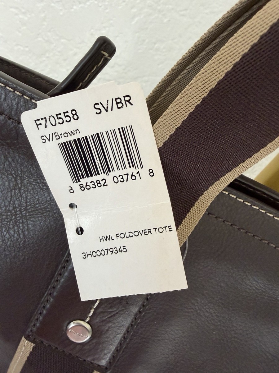 Coach Heritage Web Leather Foldover Tote Bag F70558 Sv/saddle for