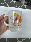 Vintage 60s Fire King Peanuts SNOOPY COME HOME Milk Glass Coffee Cup Mug Schultz