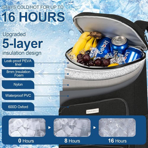 Cooler Backpack Insulated Leak Proof 30 Cans for Men Women,Waterproof Soft Co... - Picture 2 of 7