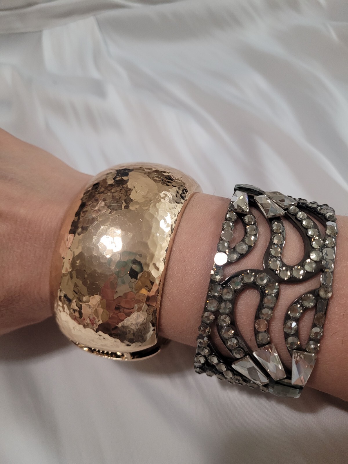 Statement Bangle Bracelets Made Of Swarovski Crys… - image 1
