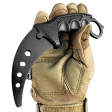 7.5" METAL BLADE TRAINING KARAMBIT Tactical Trainer Fixed Blade Knife Dull Edge