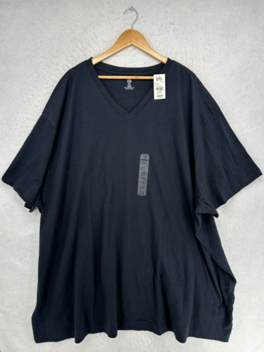 HB Tee Mens 7XL V Neck Short Sleeve Blank Casual Black Shirt Summer Big Tall