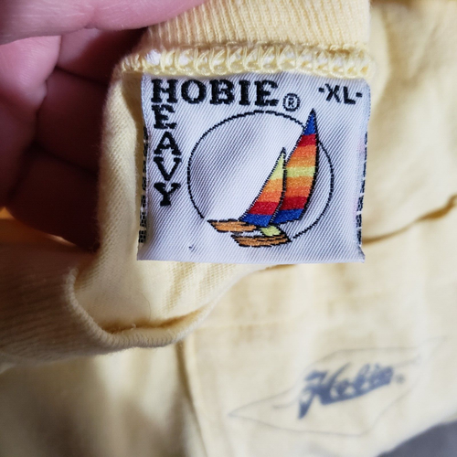Yellow Hobie Surf Boards Single stitch T-shirt Vtg 80s Mens XL 44 x 28.5 - Picture 3 of 8