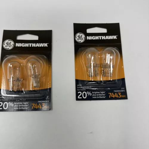 4 GE NIGHTHAWK 2X2 PACKS 20% BRIGHTER 7443 NH LIGHT BULBS BRAKE SIDE TURN SIGNAL