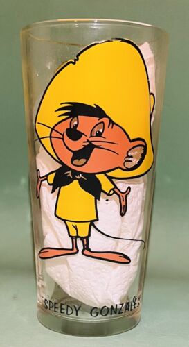 Vintage 1973 SPEEDY GONZALES Looney Toons PEPSI Glass Cup Black Lettering - Picture 1 of 4