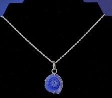 Blue Druzy Quartz Pendant 925 Sterling Silver Plated Setting CHOICE OF CHAIN
